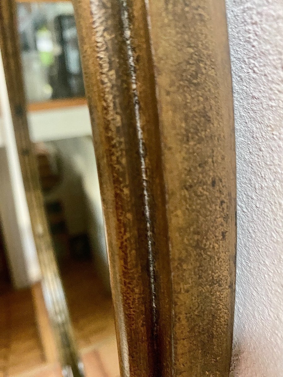 Miroir Oval Art Deco Fer Forgé Doré-photo-2