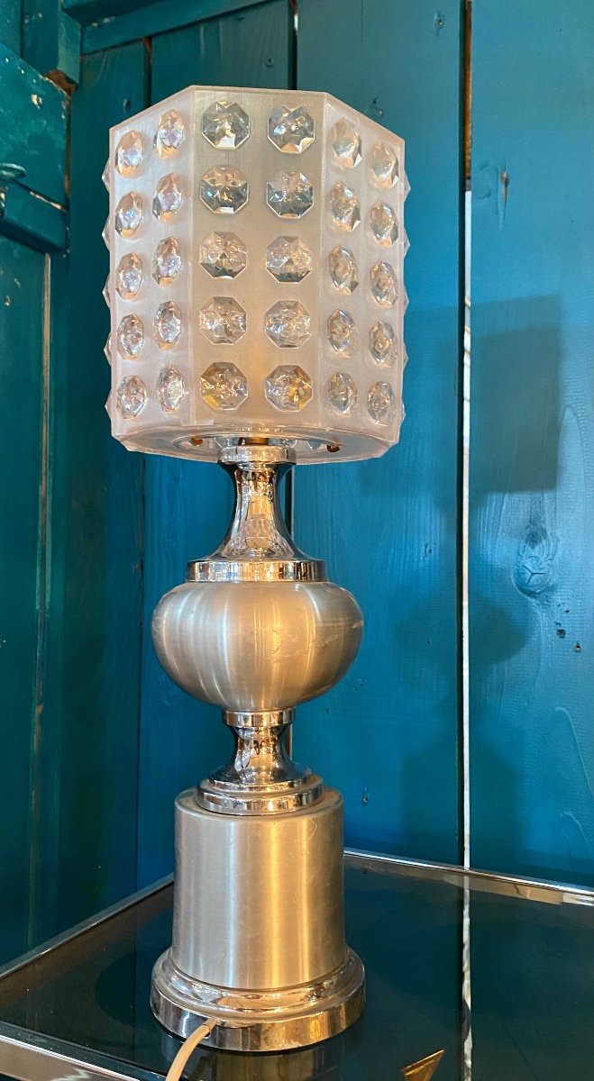Vintage Aluminum And Plexy Lamp-photo-3