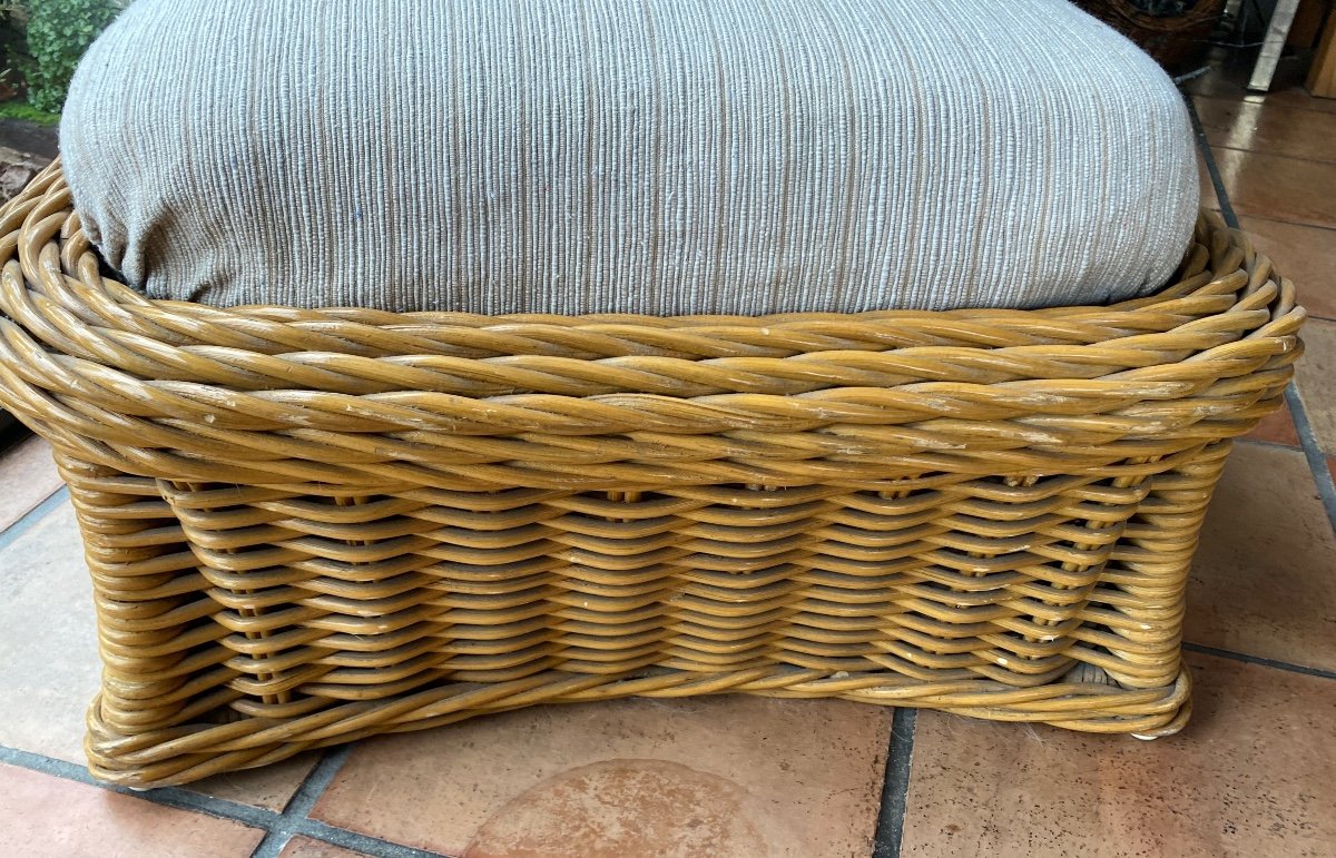 Carré Pouf Ou Repose Pied En Rotin-photo-8