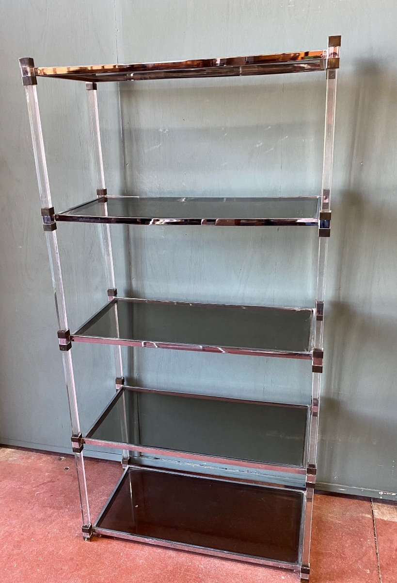 Etagere Année 70 En Plexiglas Et Verre Fumé -photo-6