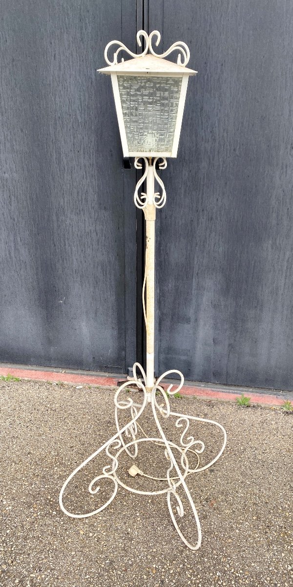 Pair Of White Lacquered Wrought Iron Floor Lamps Circa 50-photo-1