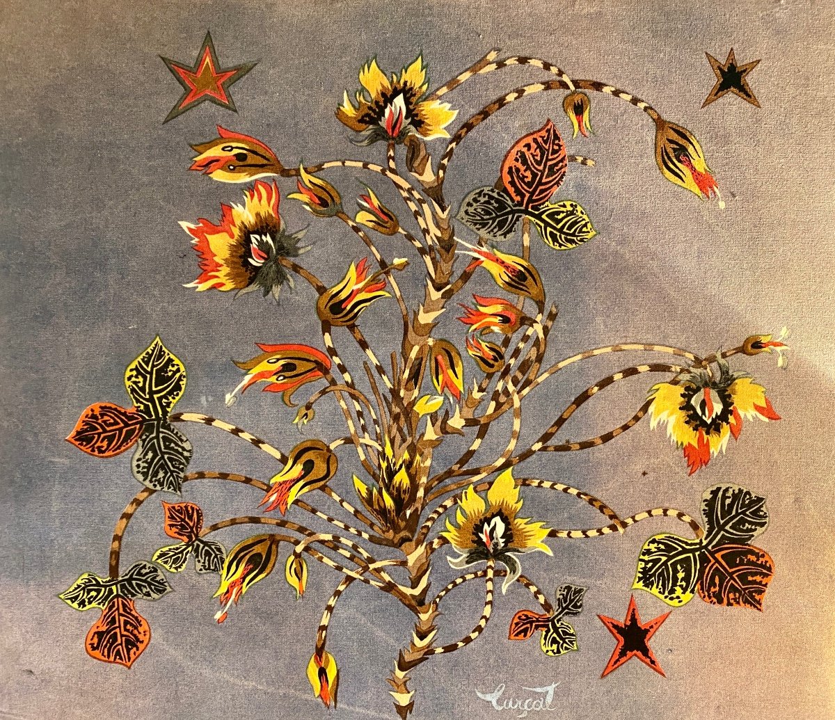 Jean Lurçat (1892- 1966) Gerbe De Fleurs étoilées-photo-4