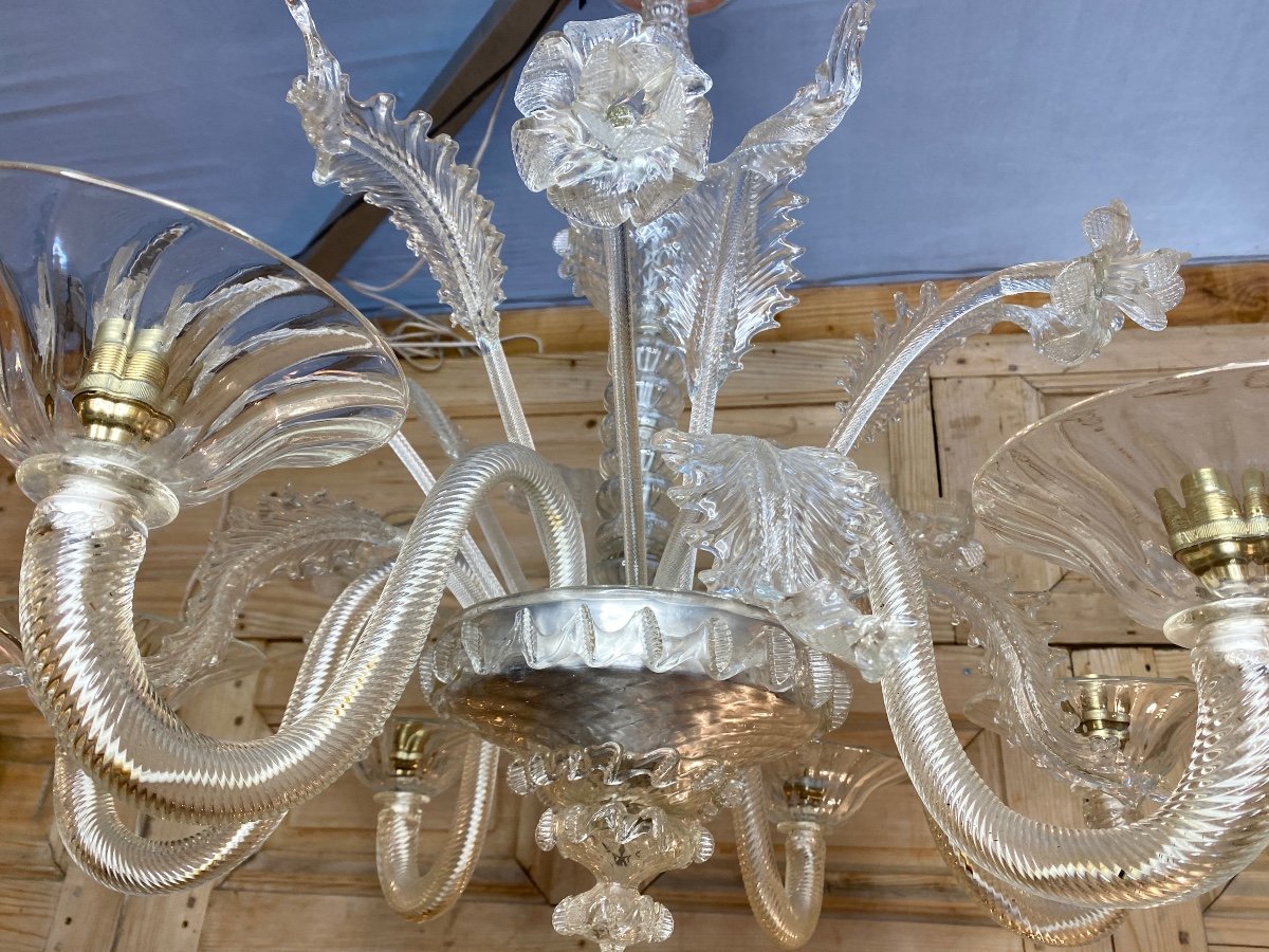 Venetian Style Floral Chandelier In Murano Blown Glass-photo-5