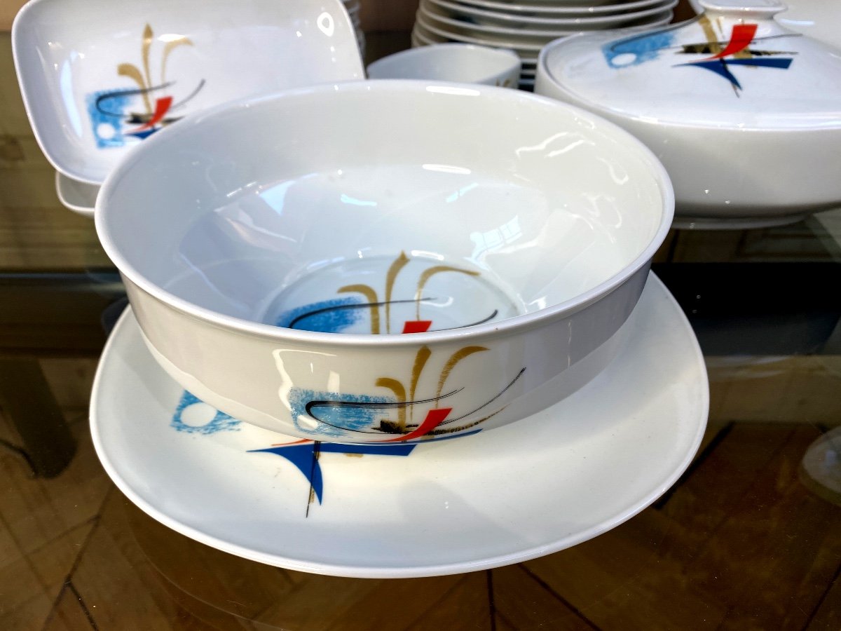 Georges Boyer “rimbaud” Dinner Service Composed Of 54 Pieces In Limoges Porcelain-photo-2
