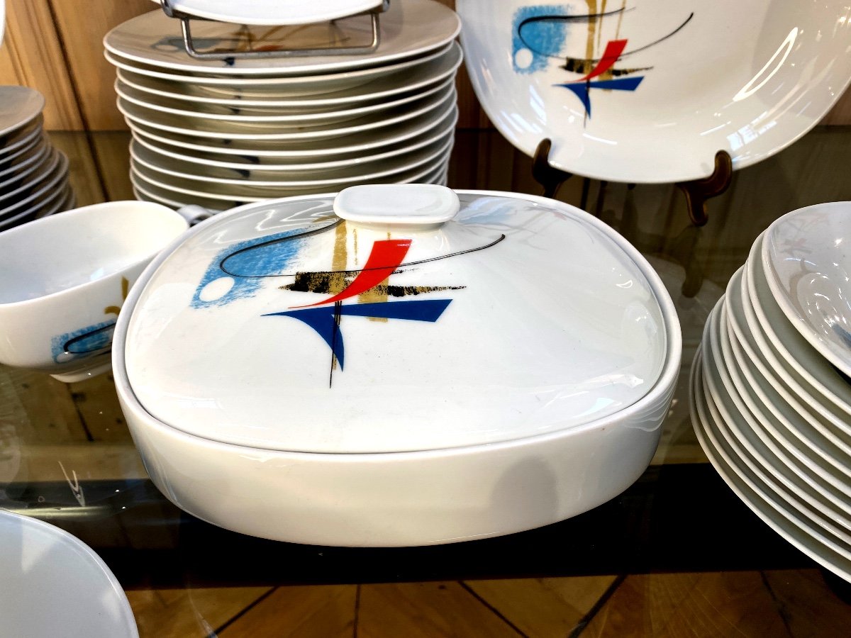 Georges Boyer “rimbaud” Dinner Service Composed Of 54 Pieces In Limoges Porcelain-photo-3