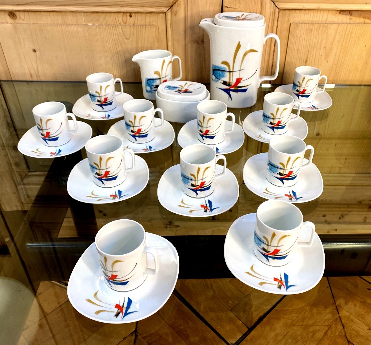  Georges Boyer Coffee Service, Limoges Porcelain-photo-3