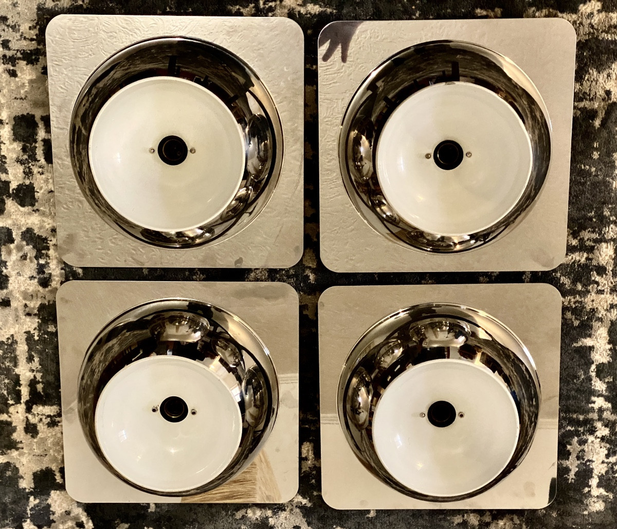 Set Of 4 Reggiani Chrome Wall Lights Circa 60-photo-7