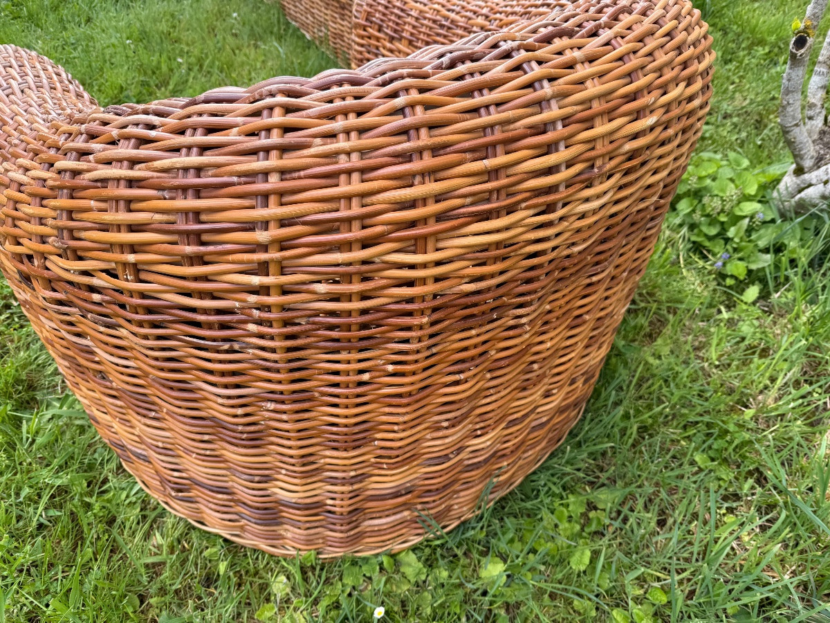 Imposante Paire De Fauteuils Osier-photo-2