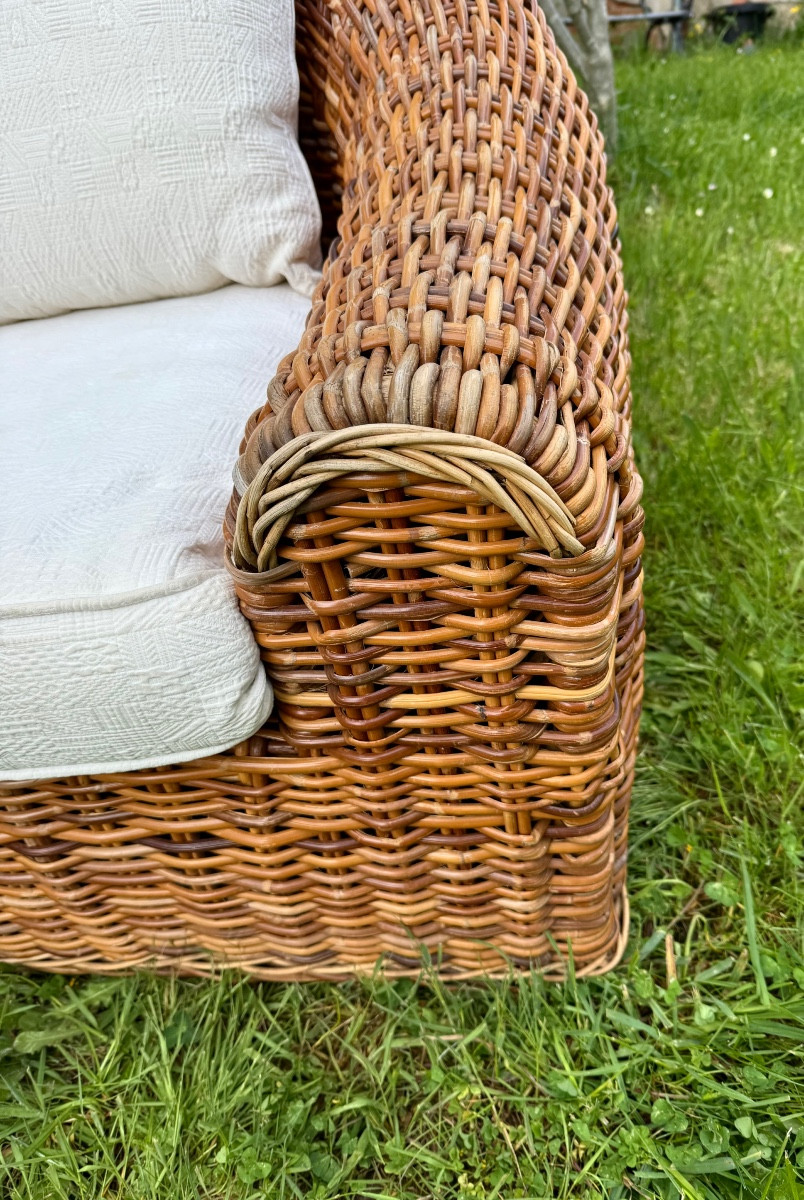 Imposante Paire De Fauteuils Osier-photo-7
