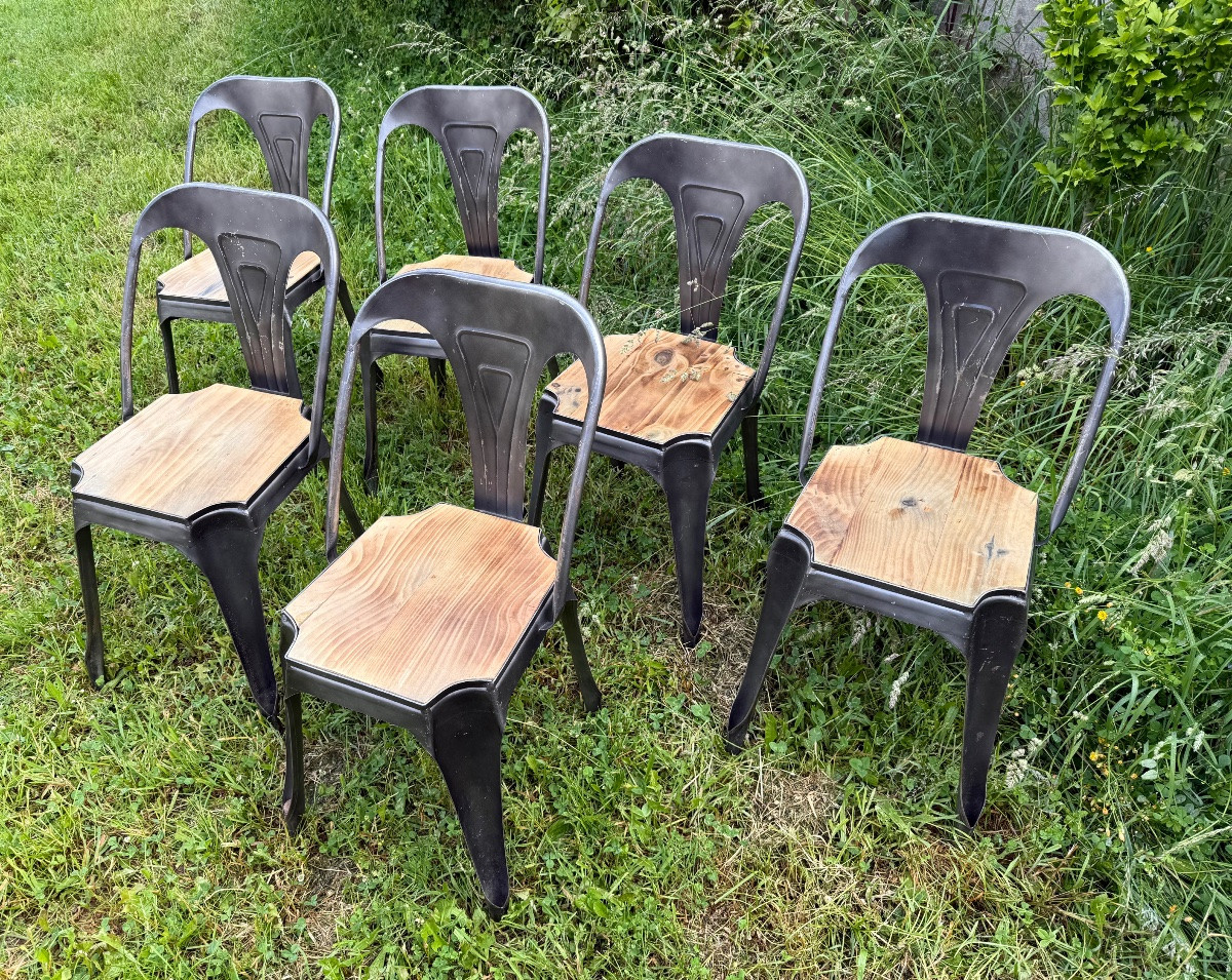 Serie De 6 Chaises De Style Industriel -photo-3
