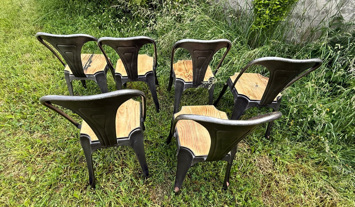 Serie De 6 Chaises De Style Industriel -photo-2