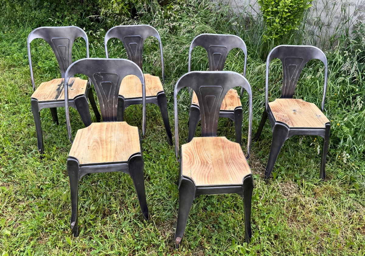 Serie De 6 Chaises De Style Industriel 