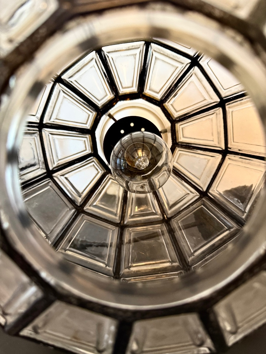grande suspension verre et laiton par Limbourg circa 1960 Allemagne-photo-3