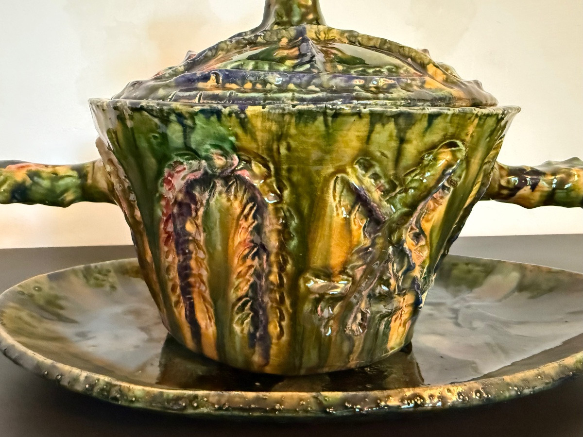 Soup Tureen And Its Dish Signed Gerlou, Unique Piece In Vallauris-photo-1