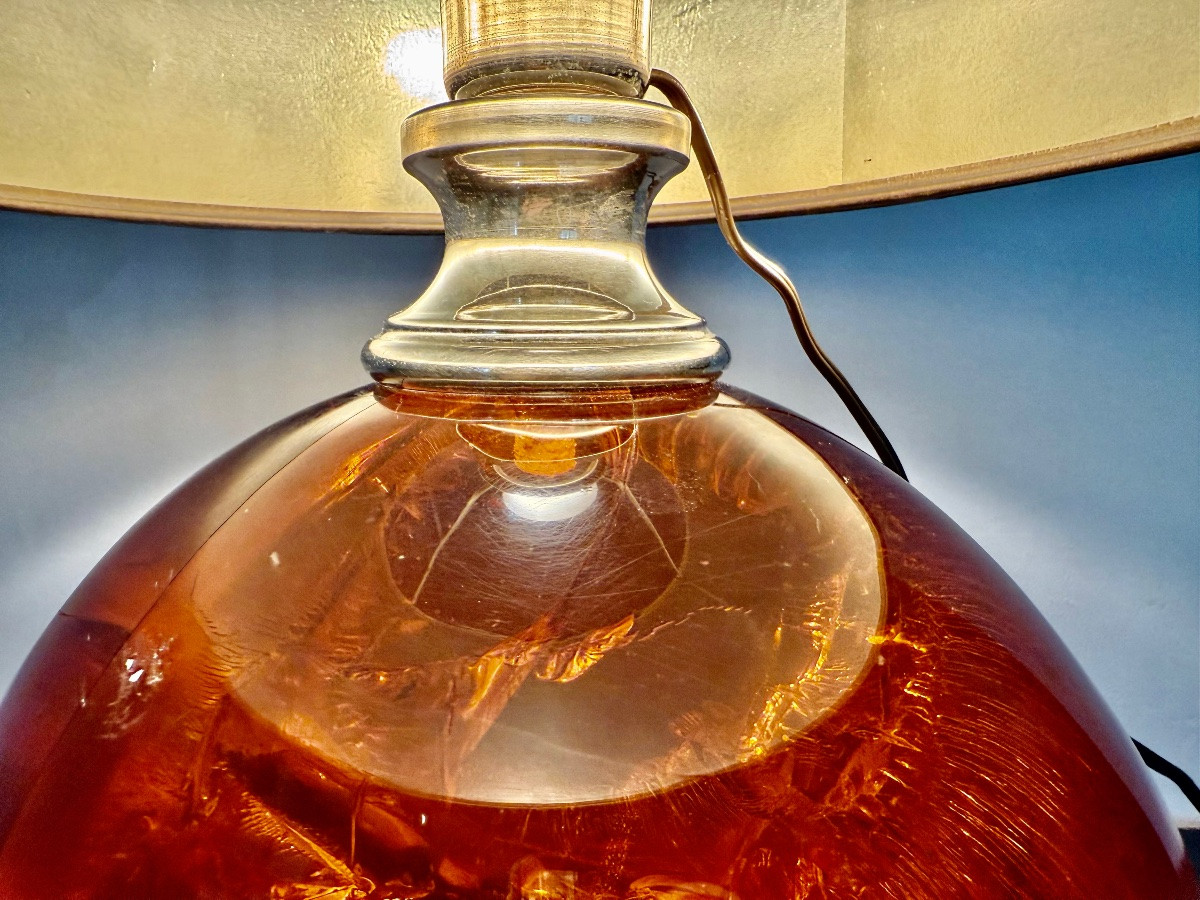 Important Lamp In Fractal Resin And Chrome-plated Steel -photo-1
