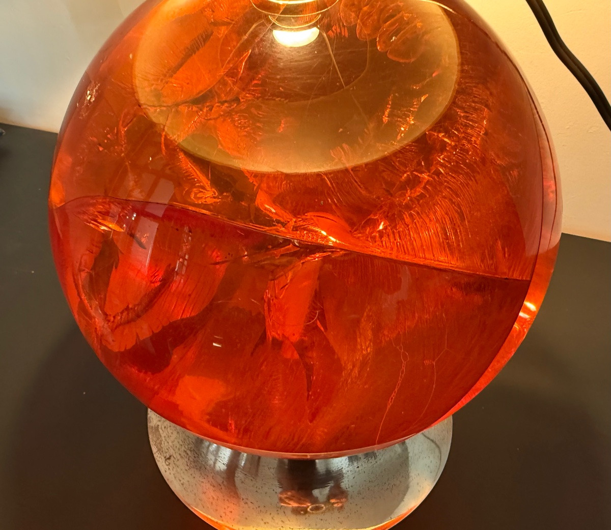 Important Lamp In Fractal Resin And Chrome-plated Steel -photo-4