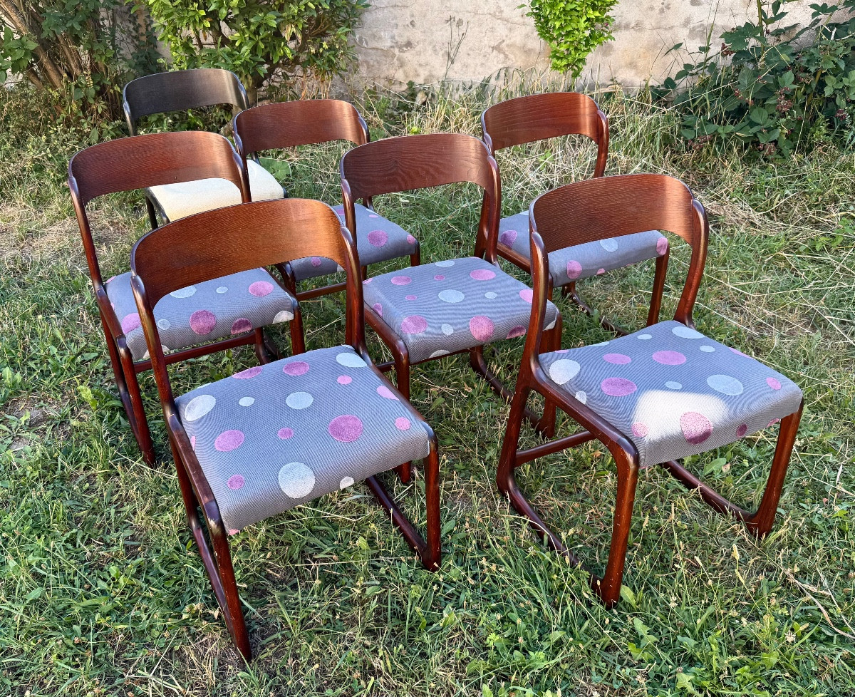 Set Of 6 Bartender Sled Chairs Plus Une-photo-4
