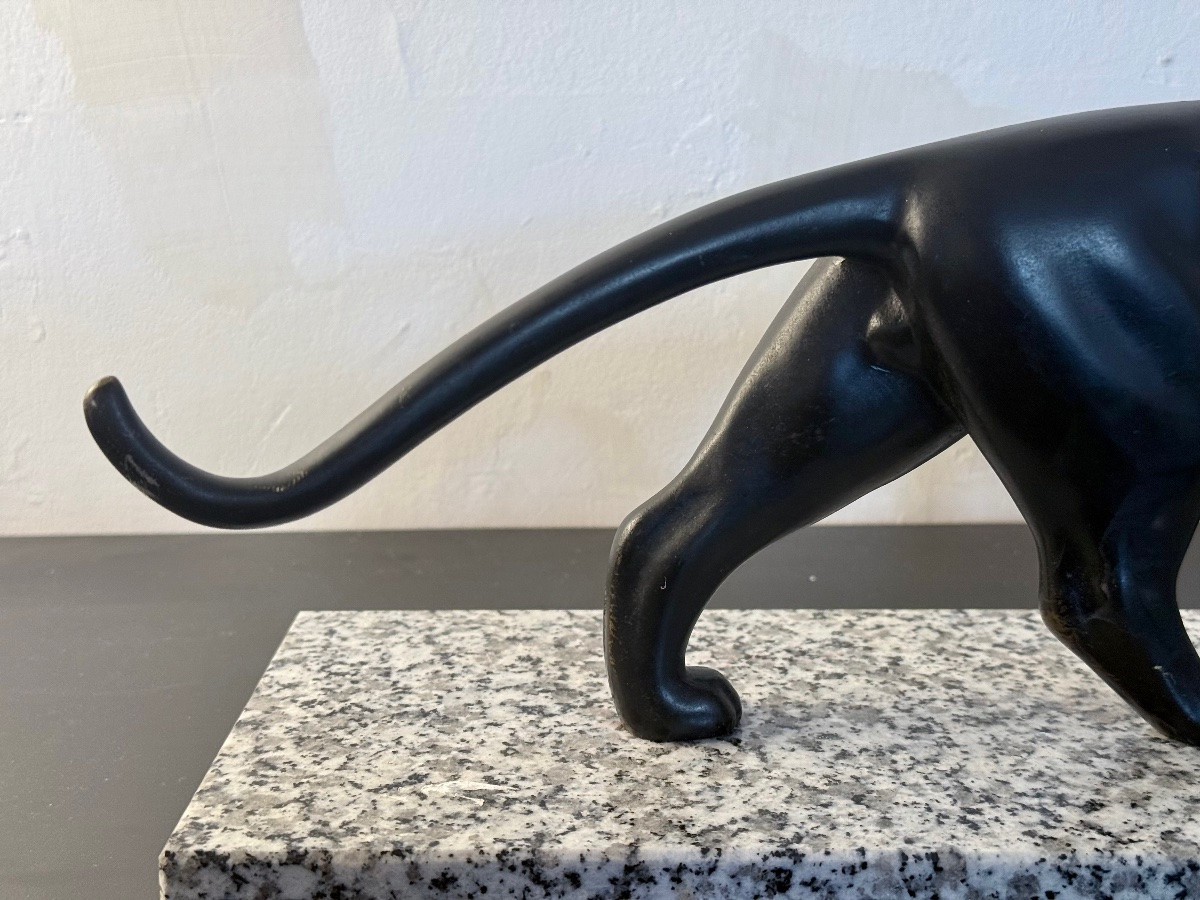 Art Deco Bronze Sculpture Of Two Panthers Lucien Alliot France 1925-photo-5