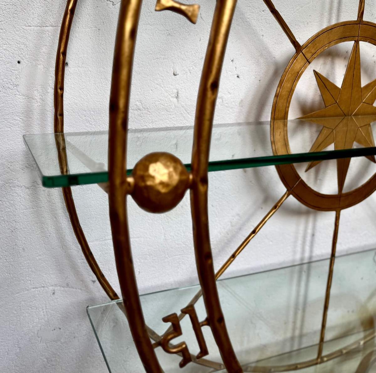 Marco Polo Gilded Wrought Iron Shelf, Maison Fournier -photo-2