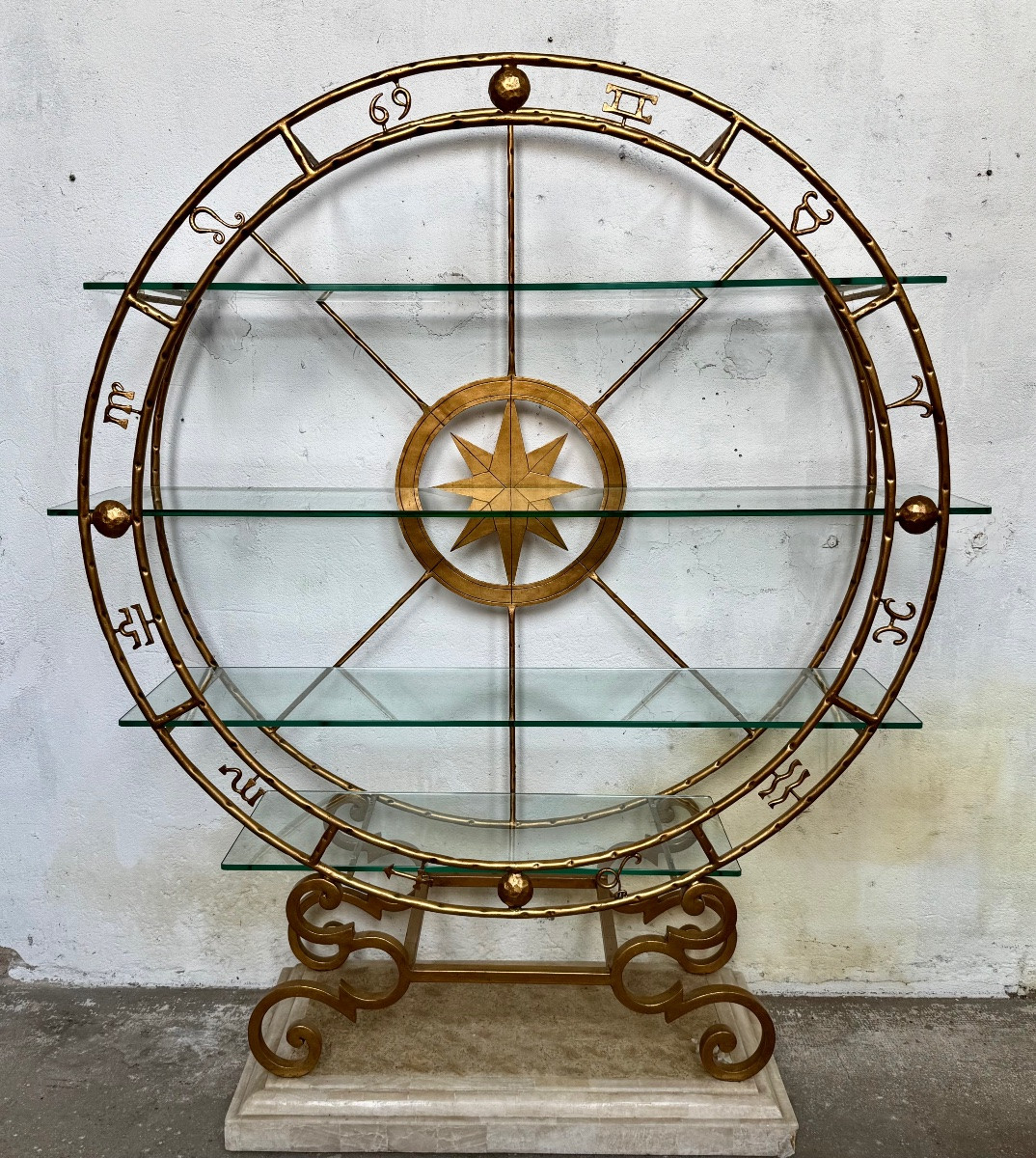 Marco Polo Gilded Wrought Iron Shelf, Maison Fournier -photo-3