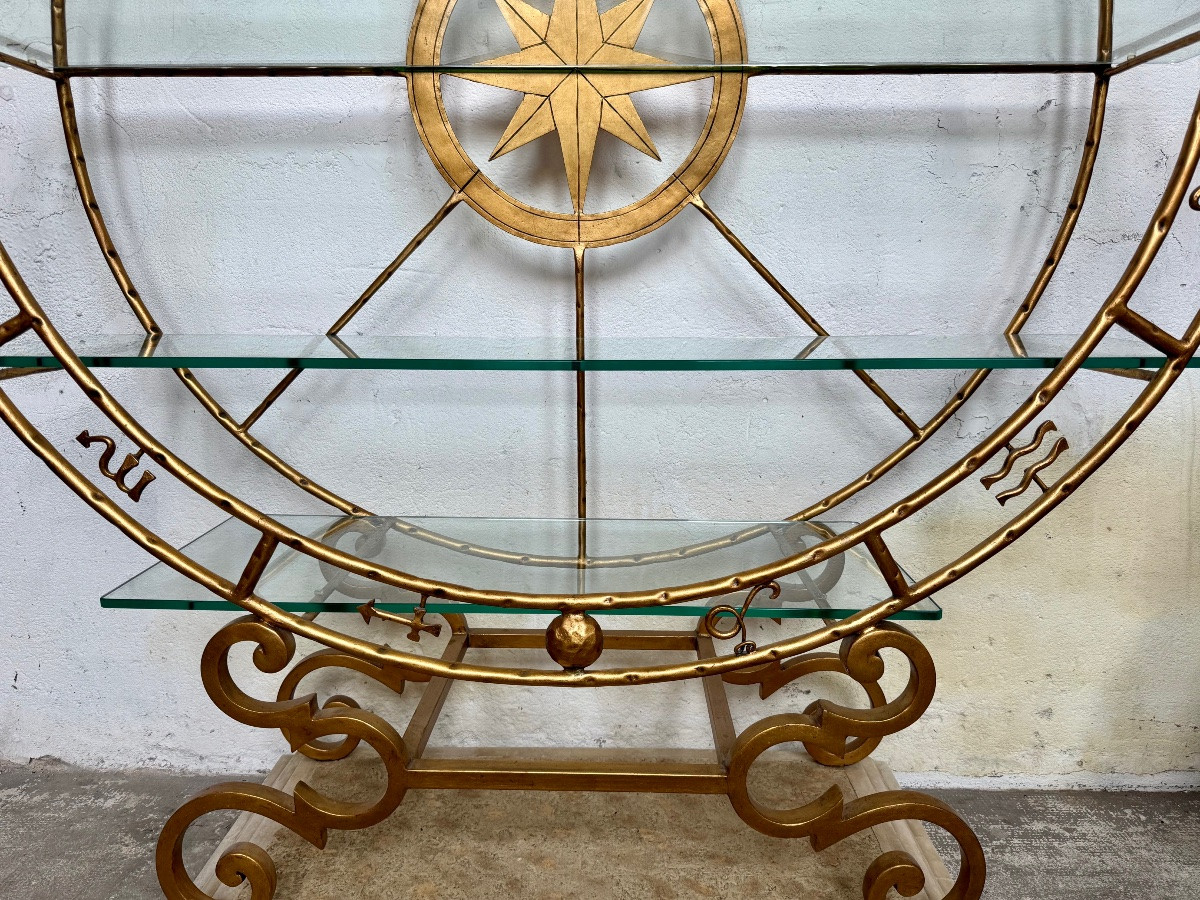 Marco Polo Gilded Wrought Iron Shelf, Maison Fournier -photo-4