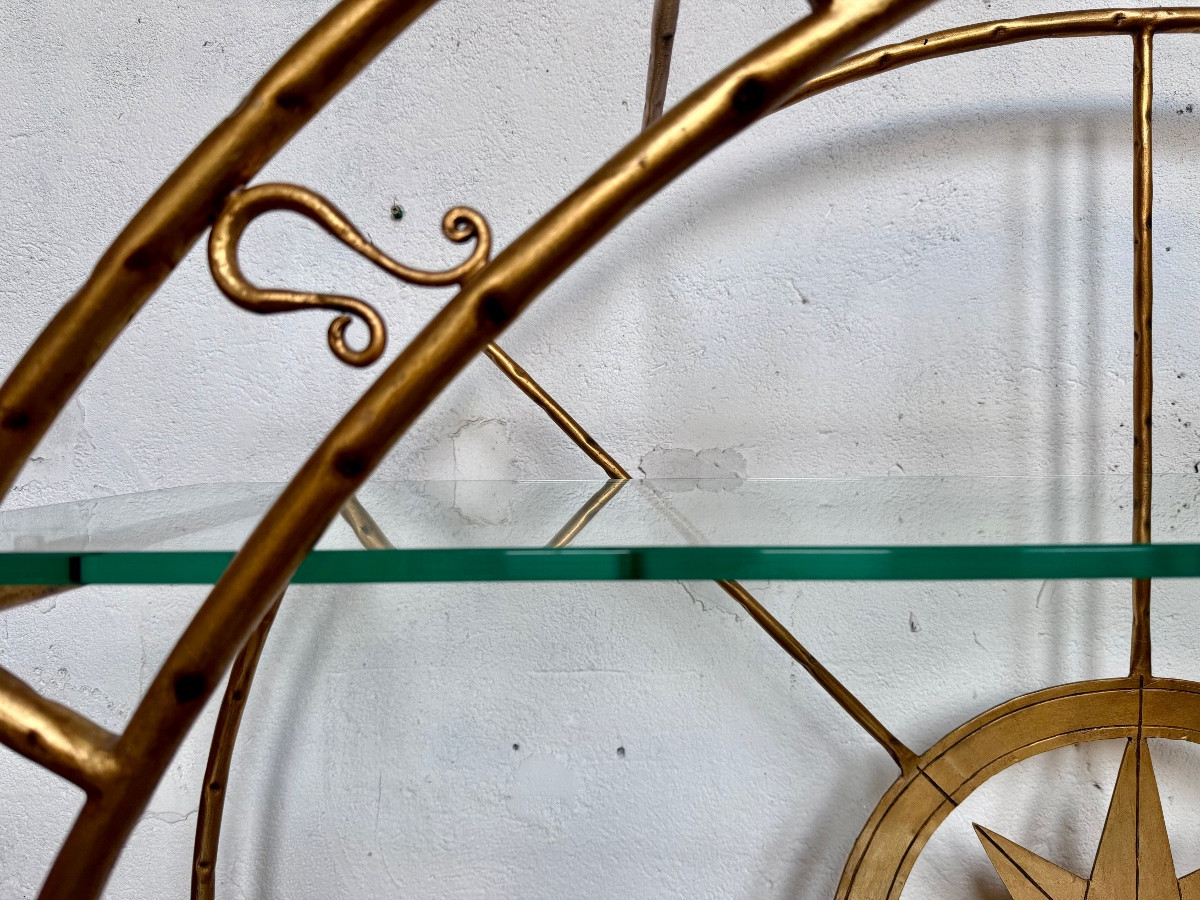 Marco Polo Gilded Wrought Iron Shelf, Maison Fournier -photo-6