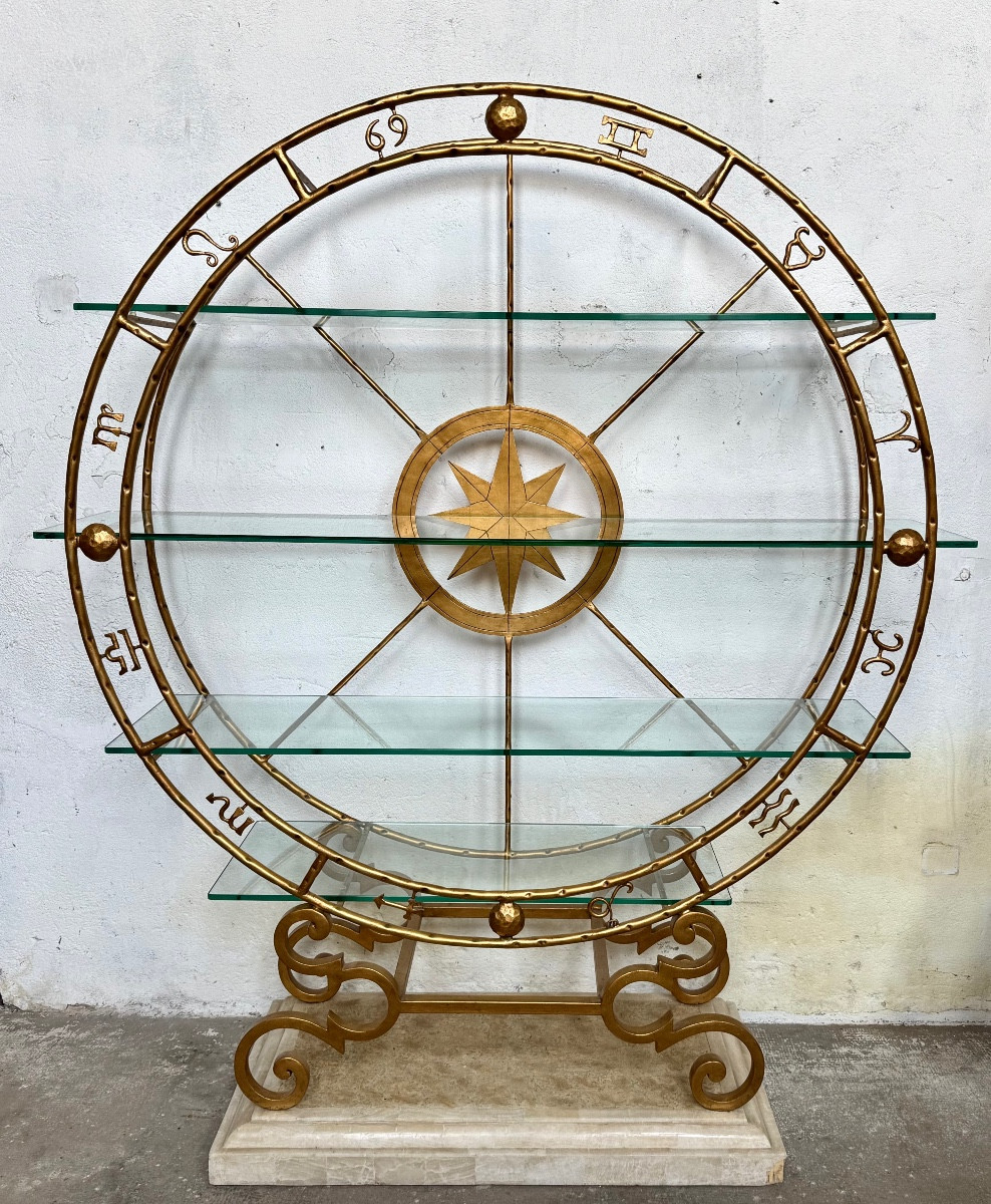 Marco Polo Gilded Wrought Iron Shelf, Maison Fournier 