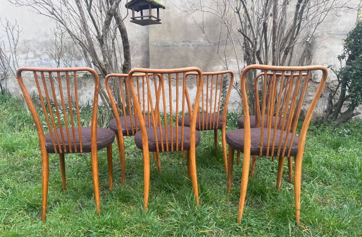 série de 6 chaises dans le gout de charles Ramos -photo-2