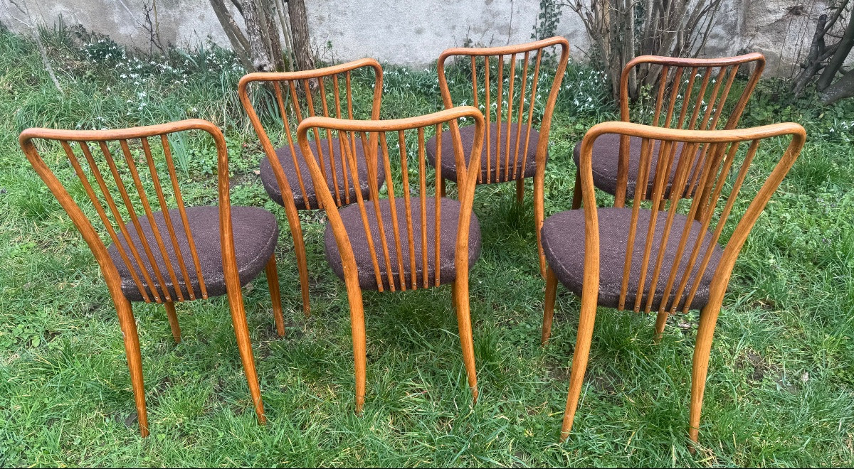 série de 6 chaises dans le gout de charles Ramos -photo-3