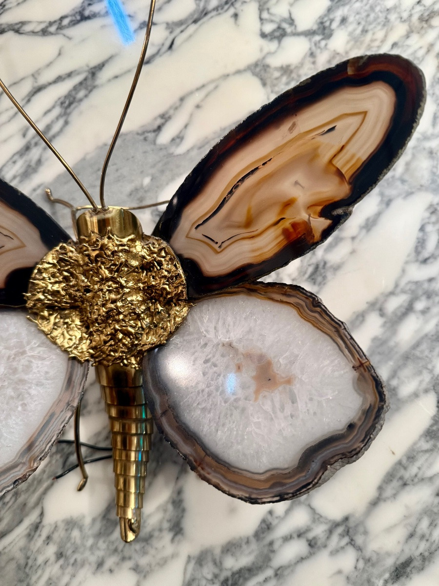 applique papillon avec ailes en trancha d'agate cira 80 crée par Hubert dénia pour honoré Paris-photo-4