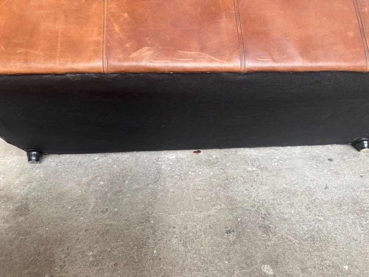 Antique Chesterfield Sofa In Tan Leather -photo-4