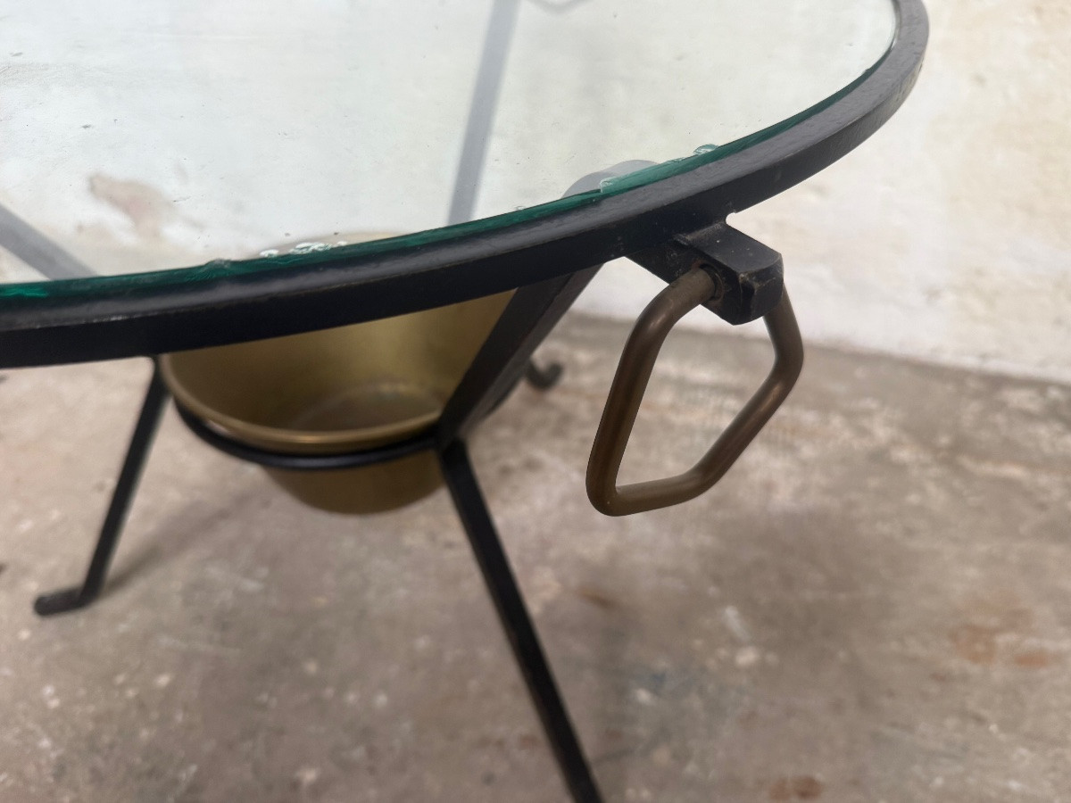 Wrought Iron And Bronze Coffee Table, Designed By Jacques Adnet, Circa 1950-photo-3