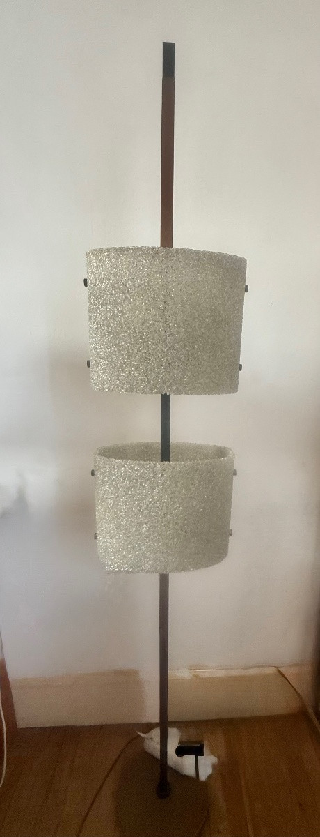Perspex And Wood Floor Lamp With 4 Lights, Circa 1950-photo-2