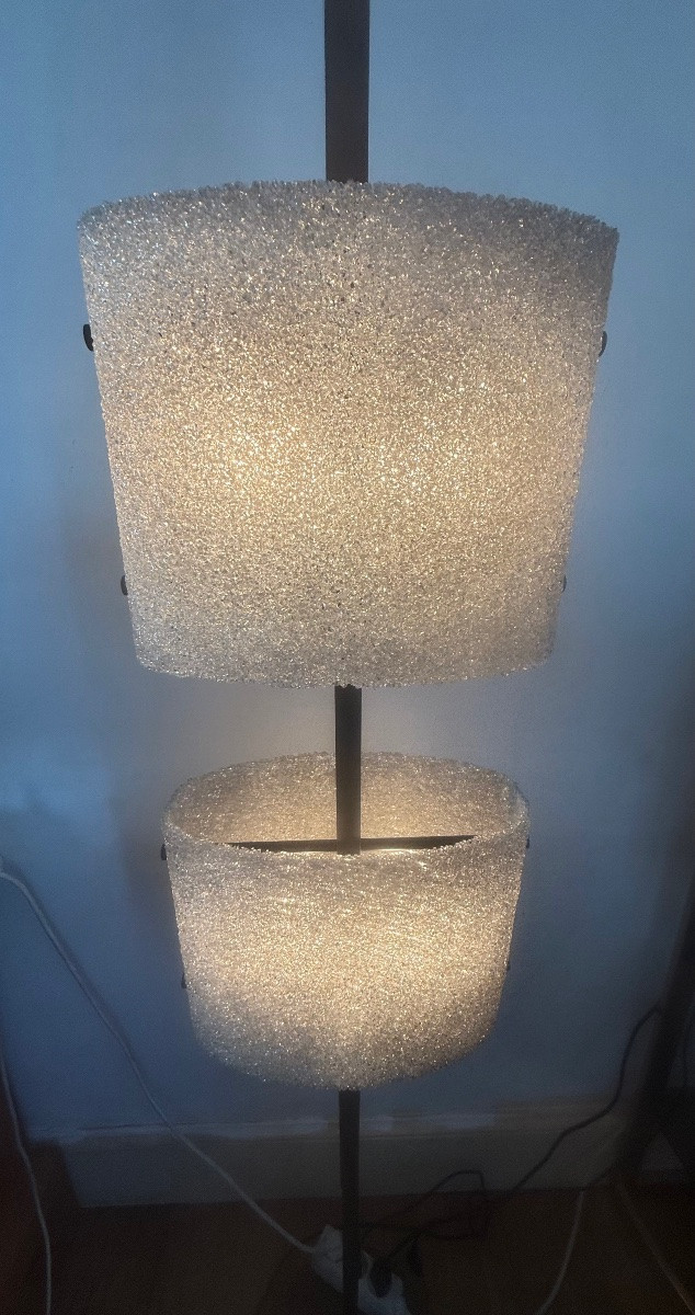 Perspex And Wood Floor Lamp With 4 Lights, Circa 1950-photo-3