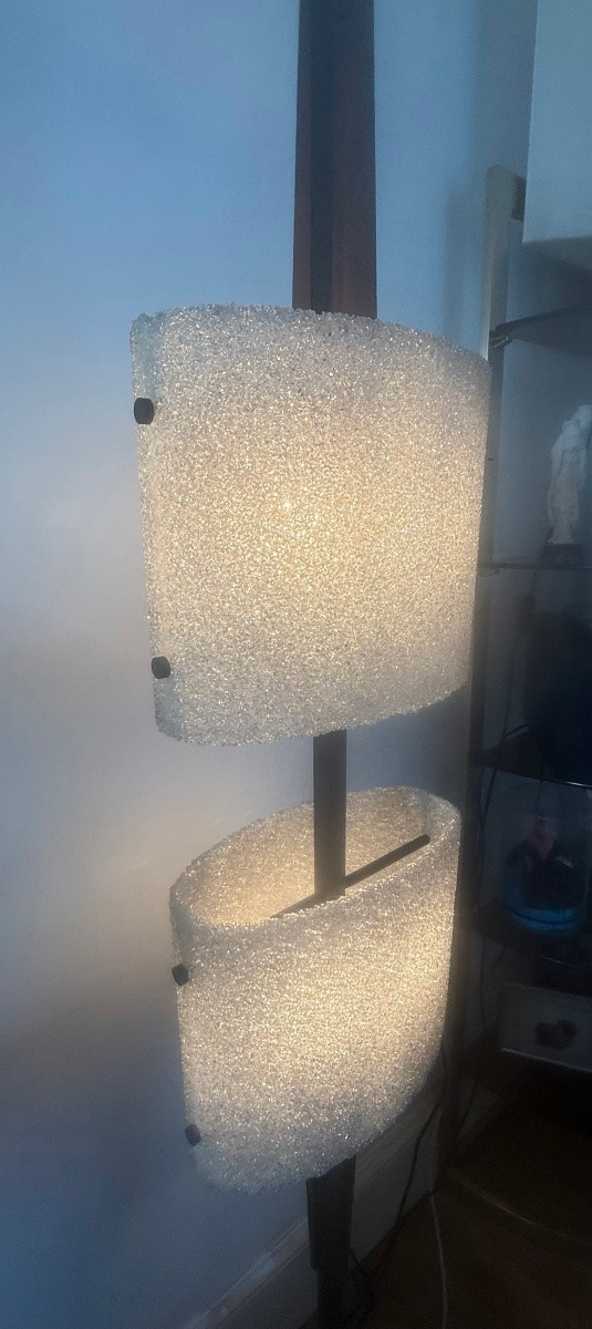Perspex And Wood Floor Lamp With 4 Lights, Circa 1950-photo-4