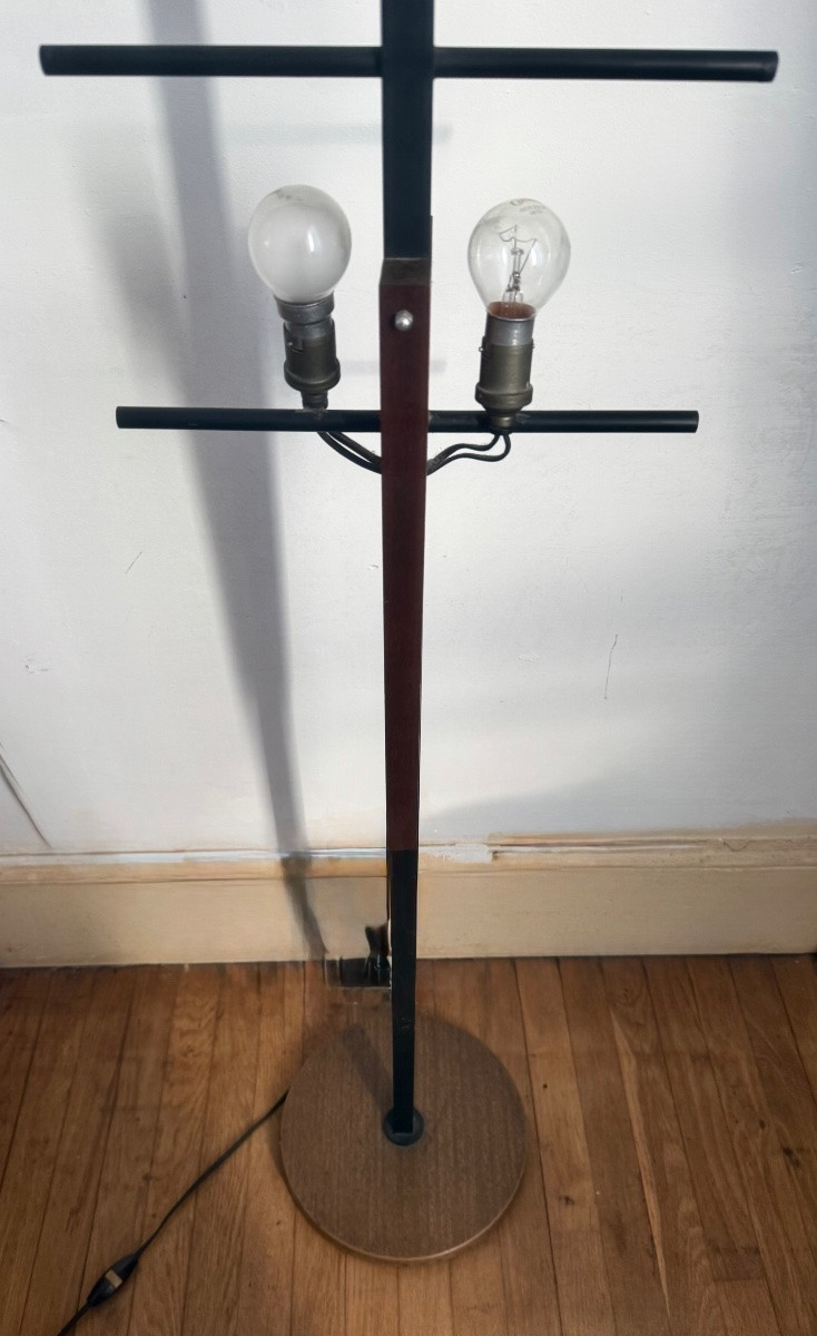 Perspex And Wood Floor Lamp With 4 Lights, Circa 1950-photo-2
