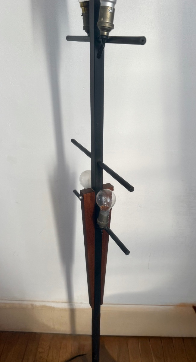 Perspex And Wood Floor Lamp With 4 Lights, Circa 1950-photo-8