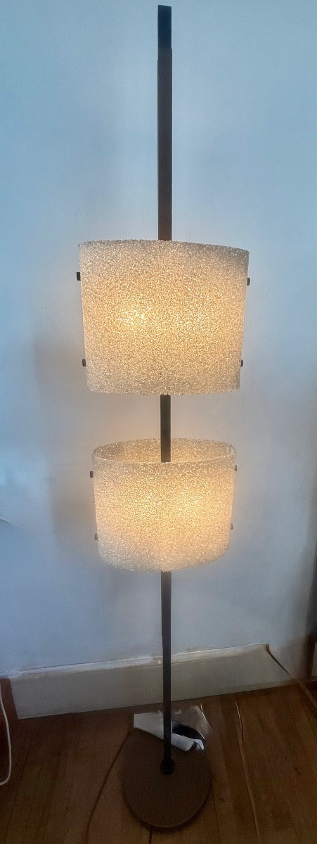 Perspex And Wood Floor Lamp With 4 Lights, Circa 1950