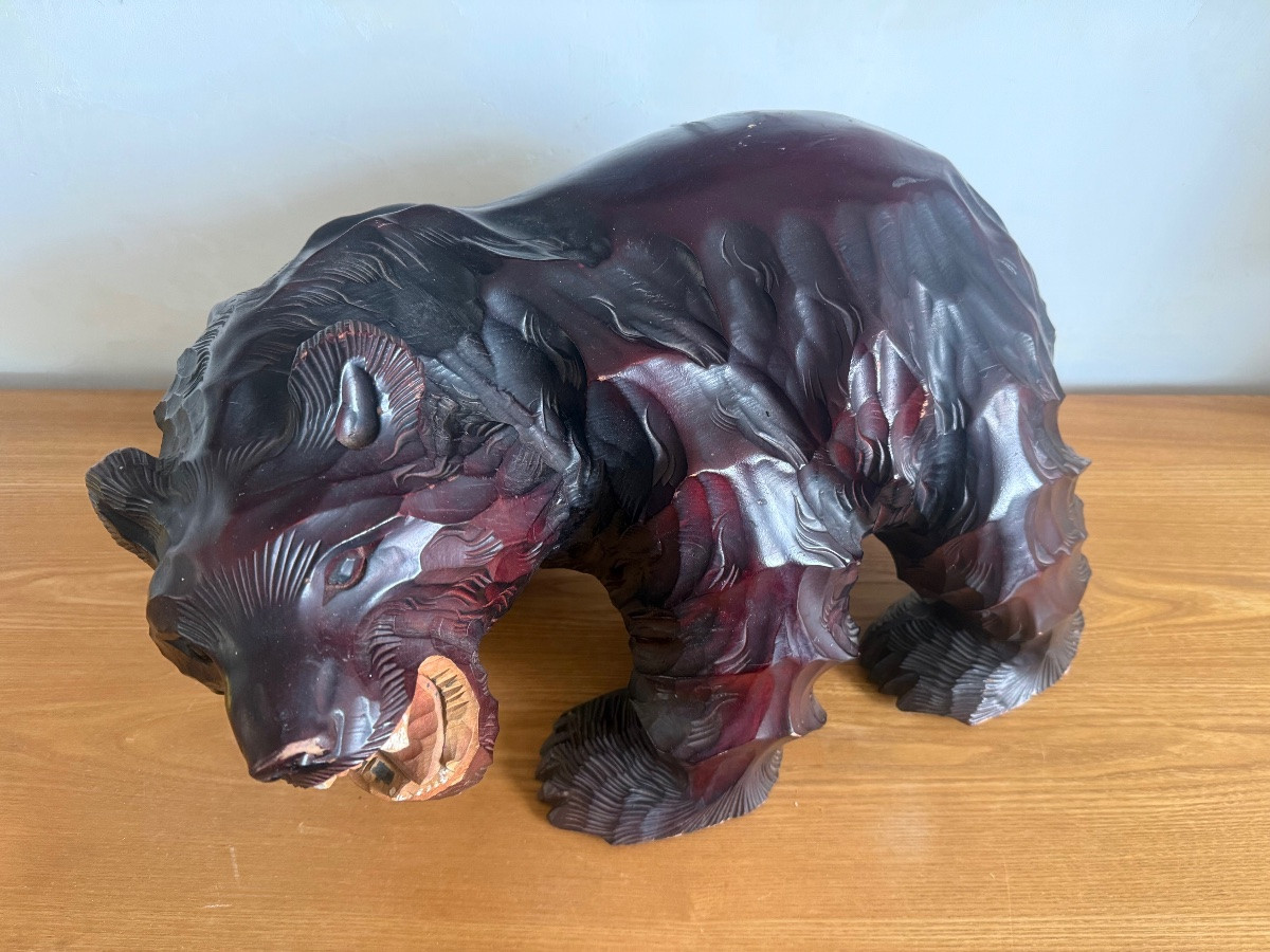 Hokkaido Japanese Bear Carved Wood-photo-1