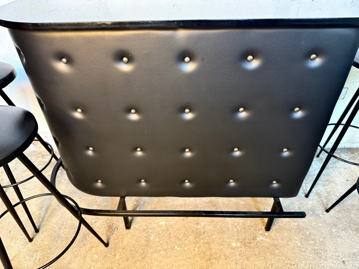 Bar And 4 Stools Circa 60 Attributed To Jacques Adnet-photo-5