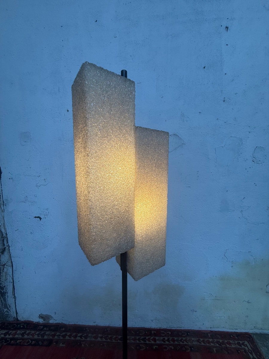 Arlus Floor Lamp Circa 50 Iron And Perspex-photo-3