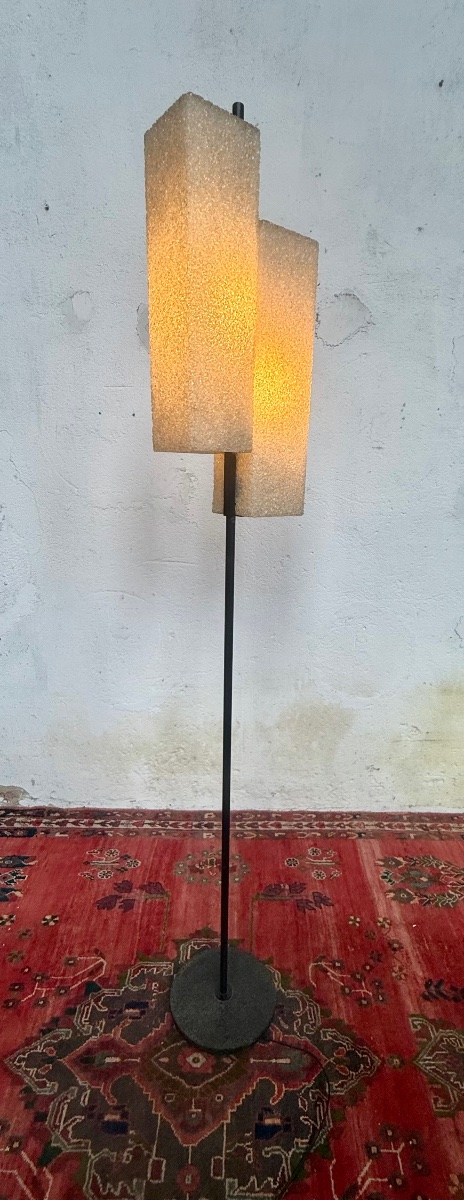 Arlus Floor Lamp Circa 50 Iron And Perspex-photo-6