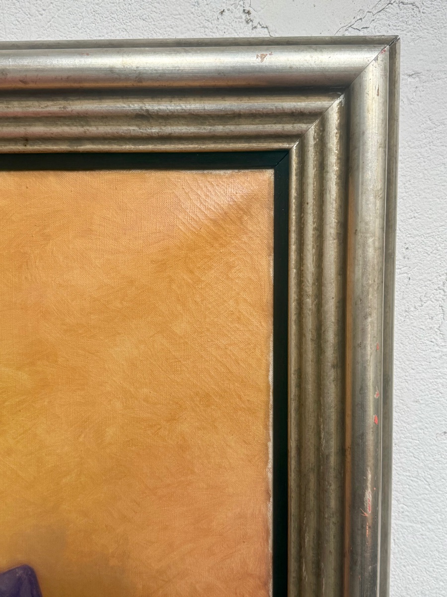 Large Framed Oil Portrait On Canvas-photo-2