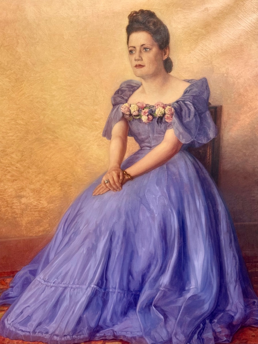 Large Framed Oil Portrait On Canvas
