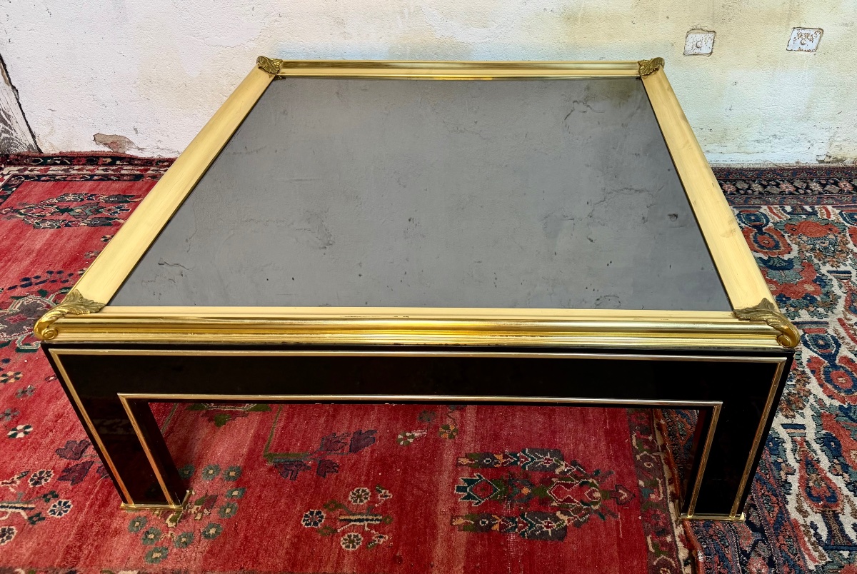 Large Coffee Table In Black Lacquer And Bronze -photo-3