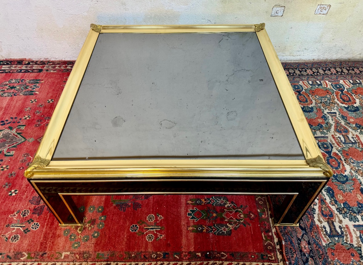 Large Coffee Table In Black Lacquer And Bronze -photo-3