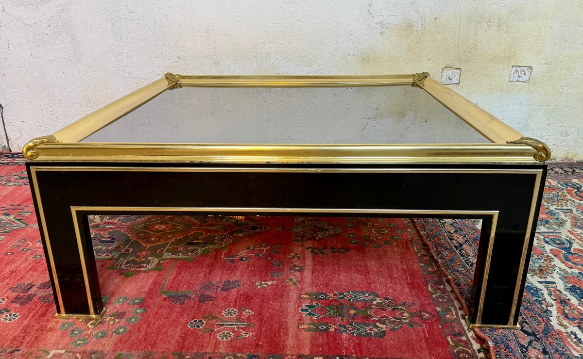 Large Coffee Table In Black Lacquer And Bronze 