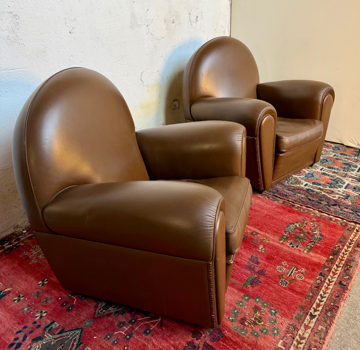 paire de fauteuils club cuir poltrona  Frau -photo-3