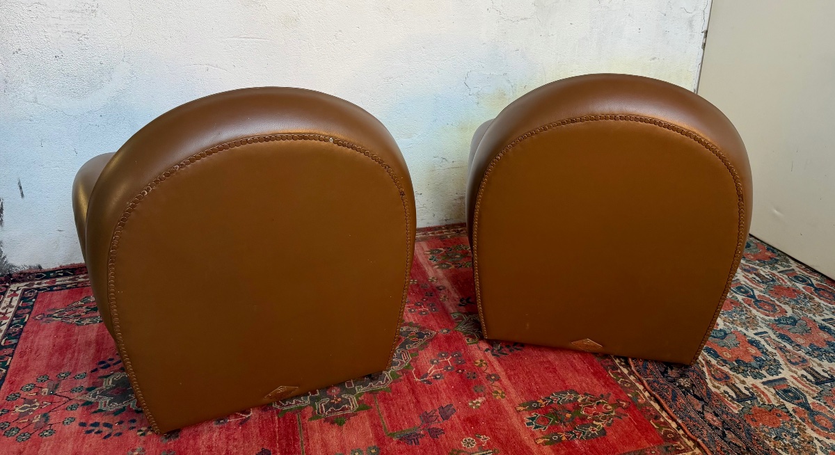 paire de fauteuils club cuir poltrona  Frau -photo-1