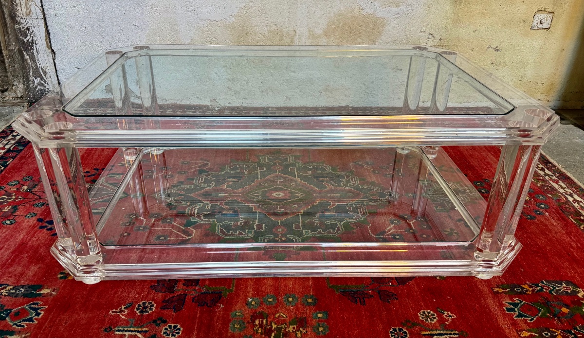 table basse plexy et verre 